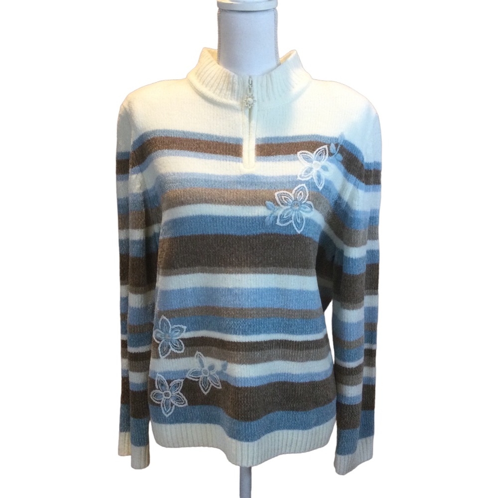 Alfred Dunner 1/4 Zip Pullover Chenille Sweater Size: Large